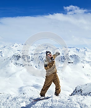 Joyful snowboarder