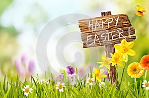 Joyful spring background for a Happy easter