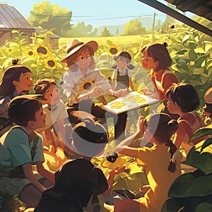 Joyful Sunflower Harvesting with Family