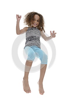 Joyful Young Girl Jumping With Joy