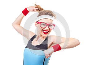 Joyfull young fitness woman