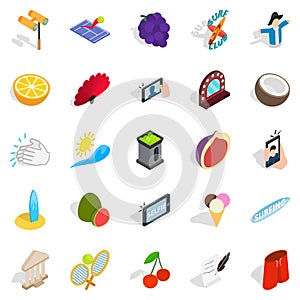 Joyfulness icons set, isometric style photo