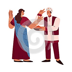 Joyous Indian wedding dance vector illustration