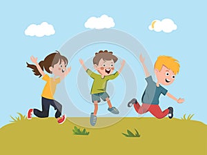 Joyous Leaps - Illustration of Happy Children Jumping