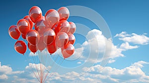 A Joyous Symphony: Red Balloons Dancing in the Blue Sky