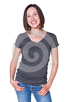 Joyous woman looking at camera