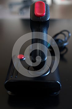 Joystick arcade game for computer and console from 80& x27;s. Black c