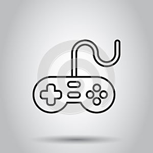 Joystick sign icon in flat style. Gamepad vector illustration on isolated background. Gaming console controller business concept