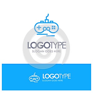 Joystick, Wireless, Xbox, Gamepad Blue Logo Line Style photo