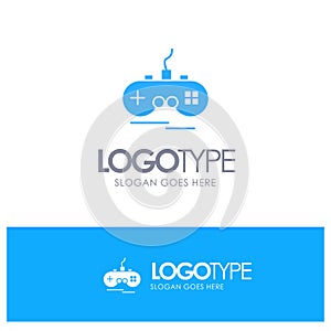 Joystick, Wireless, Xbox, Gamepad Blue Logo vector photo