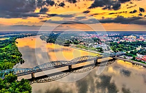 Jozef Pilsudski Bridge across the Vistula River in Torun, Poland