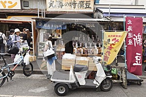 The outer market at the tokyo tsukiji fish market in japan