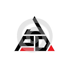 JPD triangle letter logo design with triangle shape. JPD triangle logo design monogram. JPD triangle vector logo template with red