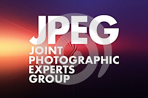 JPEG - Joint Photographic Experts Group acronym, concept background