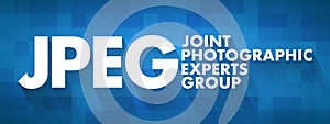 JPEG - Joint Photographic Experts Group acronym, concept background