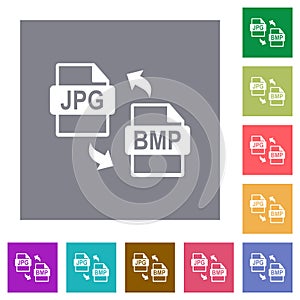 JPG BMP file conversion square flat icons