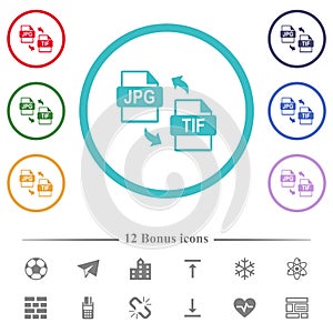 JPG TIF file conversion flat color icons in circle shape outlines photo