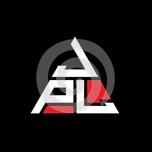 JPL triangle letter logo design with triangle shape. JPL triangle logo design monogram. JPL triangle vector logo template with red