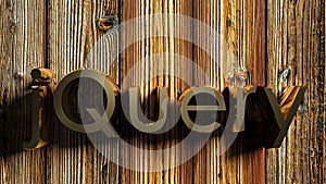 JQUERY brass write on wooden background - 3D rendering