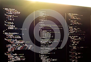 Js code on laptop screen, web development