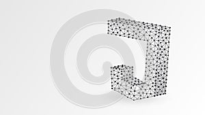 JS, Java Script coding language sign. Device, programming, developing concept. Abstract, digital, wireframe, low poly