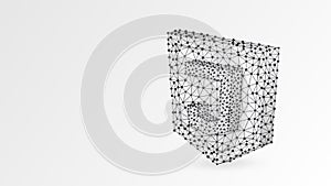 JS, Java Script coding language sign. Device, programming, developing concept. Abstract, digital, wireframe, low poly mesh, vector