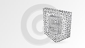 JS, Java Script coding language sign. Device, programming, developing concept. Abstract, digital, wireframe, low poly mesh, vector