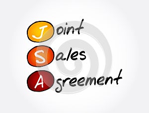 JSA - Joint Sales Agreement acronym, business concept background