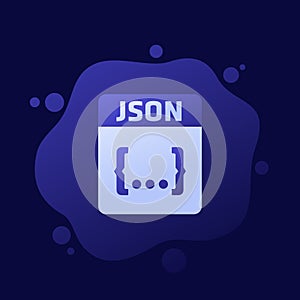 JSON file format icon, vector design