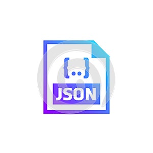 JSON file format icon, vector