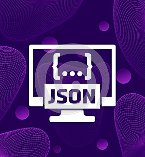 JSON icon with a computer, vector