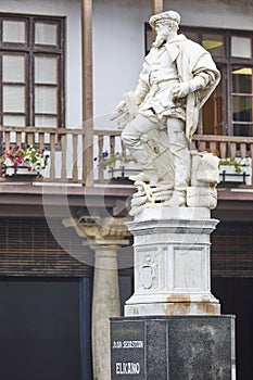 Juan Sebastian Elcano statue in Guetaria village, Euskadi photo