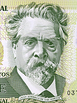 Juan Zorrilla de San Martin a portrait from Uruguayan money