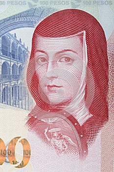 Juana Ines de la Cruz a portrait from Mexican money photo