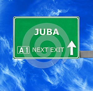 JUBA road sign against clear blue sky
