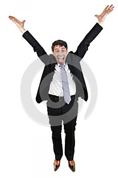 Jubilant business man cheering