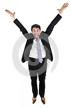Jubilant business man cheering photo
