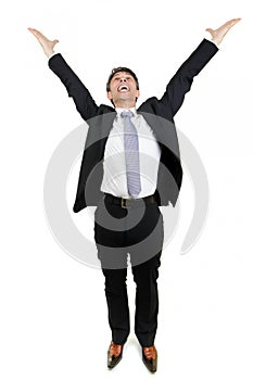 Jubilant businessman rejoicing photo