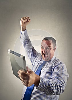 Jubilating businessman