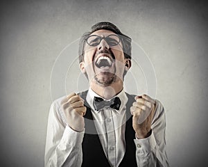 Jubilating businessman