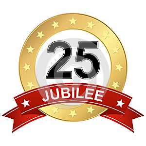 Jubilee button with banner 25 years
