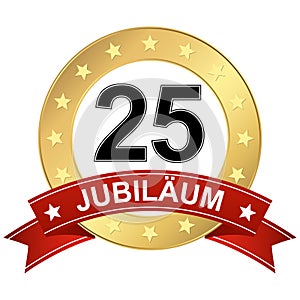 Jubilee button with banner 25 years