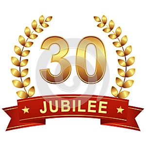 Jubilee button with banner 30 years