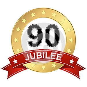 Jubilee button with banner 90 years