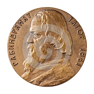 Jubilee medal of the famous Indian writer, poet, composer, artist Rabindranath Tagore