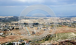 Judaean Desert near to Jerusalem, Israel. View from Herodium Herodion Fortress wall.