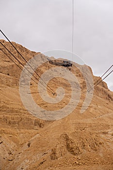 Judaean Desert, Southern District, Israel - 10 April, 2023. Cable car at Masada National Park