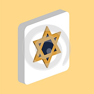 Judaica David Star Simple vector icon. Illustration symbol design template for web mobile UI element. Perfect color isometric