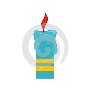 Judaism candle icon, flat style