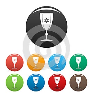 Judaism cup icons set color